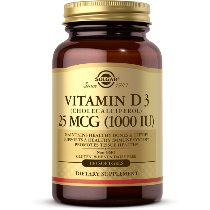 Solgar Vitamin D3 (Cholecalciferol) 25 mcg (1000 IU) 100 Softgels