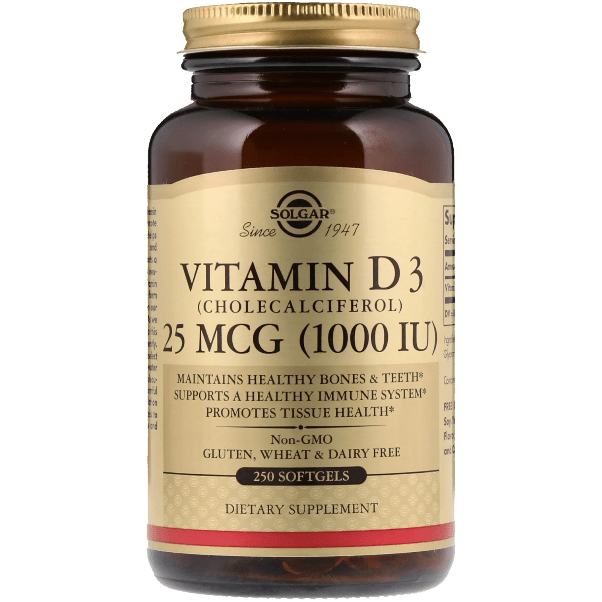 SOLGAR Solgar Vitamin D3 (Cholecalciferol) 25mcg (1000 IU) 250 Softgels Vitamin D Supplement