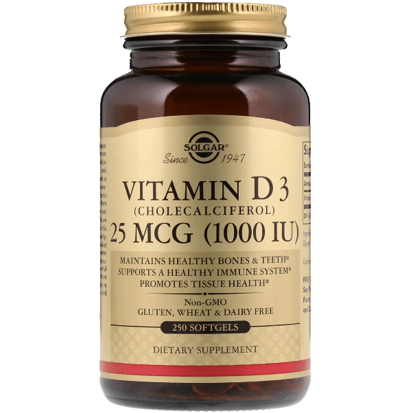 Solgar Vitamin D3 (Cholecalciferol) 25mcg (1000 IU) 250 Softgels