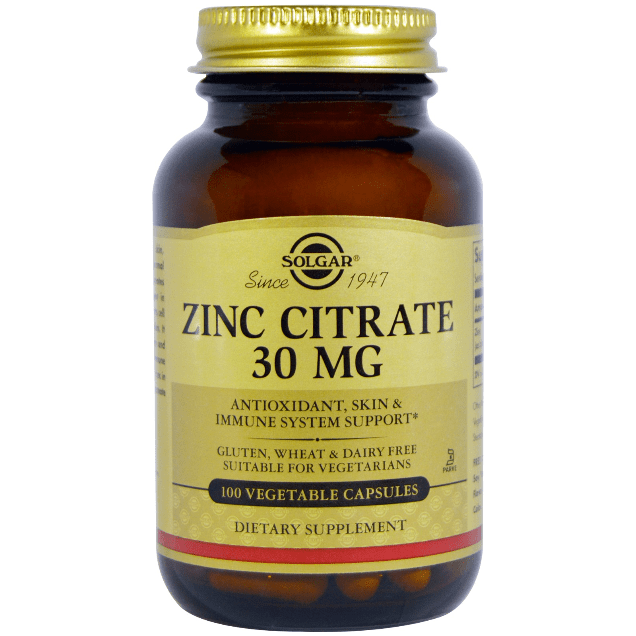 SOLGAR Solgar Zinc Citrate 30mg 100 Vegetable Capsules Dietary Supplements