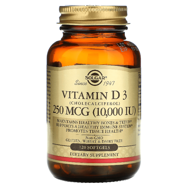 Solgar Vitamin D3 (Cholecalciferol) 250 mcg (10,000 IU) 120 Softgels