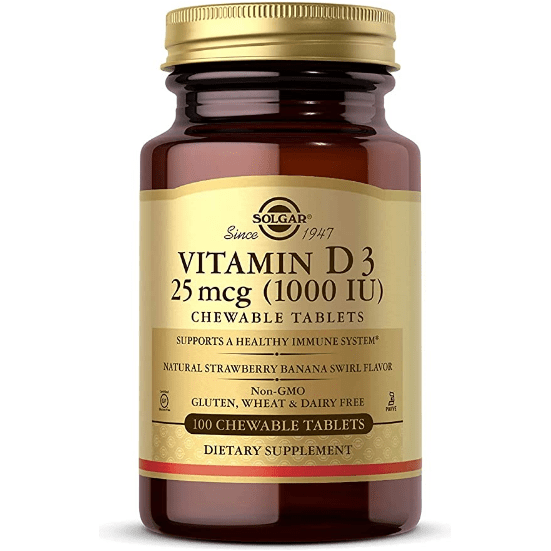 Solgar Vitamin D3 (Cholecalciferol) 25mcg (1000 IU) 100 Chewable Tablets