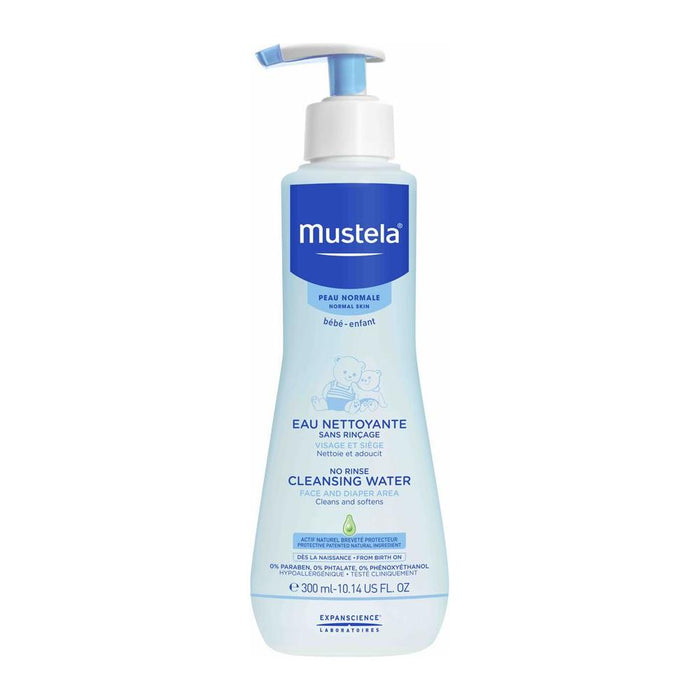 Mustela Cleansing Water, No Rinse, Face and Diaper Area, Normal Skin 10.14 Oz