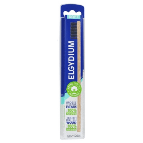 Elgydium Wood Toothbrush 100% Natural Bristles: Black