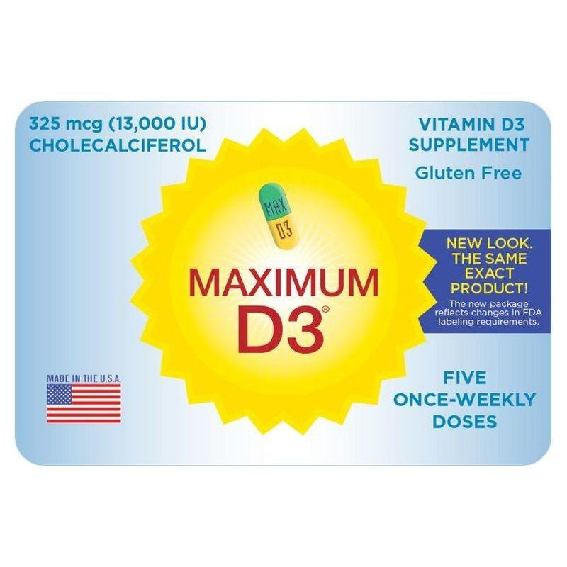 Maximun D3 Maximum Vitamin D3 10,000IU Cholecalciferol Five Once-Weekly Doses Vitamin D Supplement Light Gray