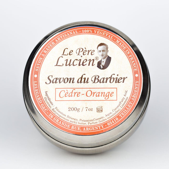 Le Pere Lucien Cidre Orange Shaving Soap Steel Box 200G