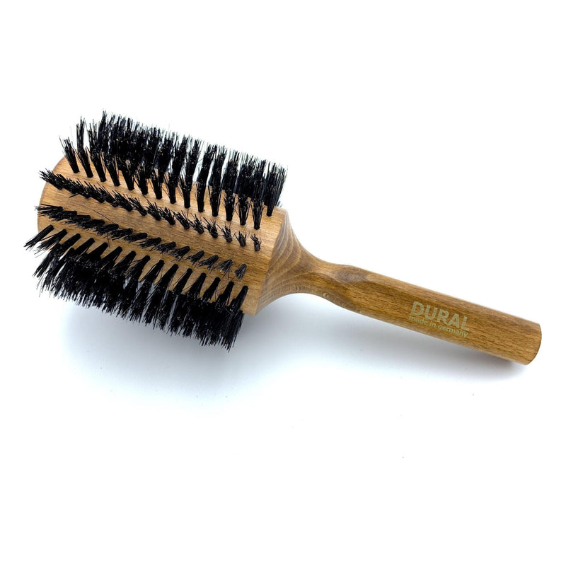 Dural Dural Round-Styler Hair Brush For Styling & Care Boar Bristle Beech Wood Hair Brush Gray