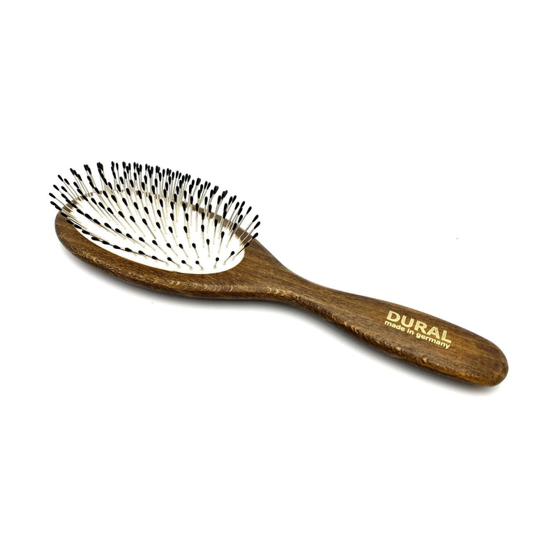 Dural Dural Hair Brush For Styling & Care Rubber Cushion Steel Pins with Plastic Ball Tips Beech Wood Hair Brush Dark Olive Green