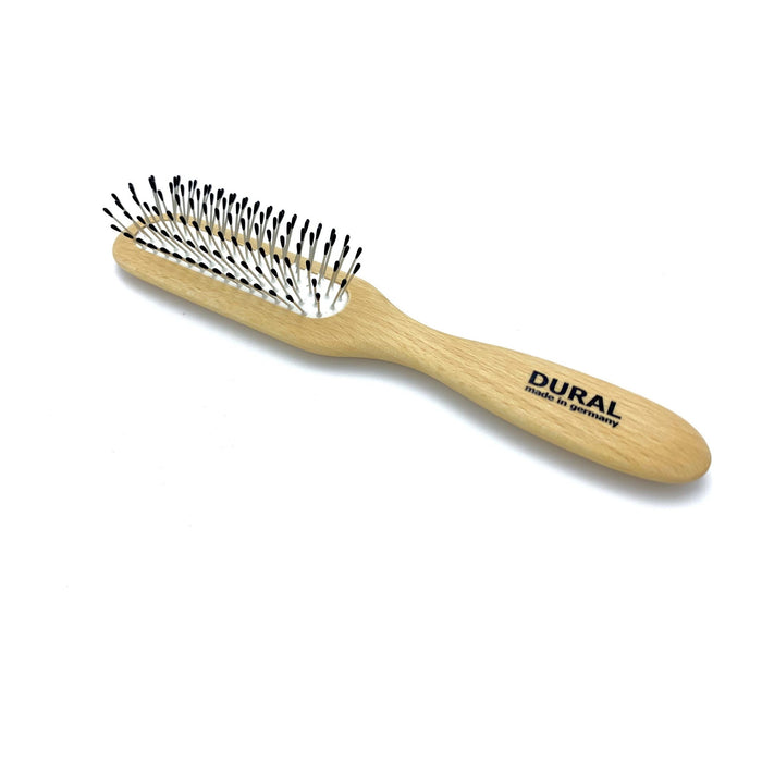 Dural Hair Brush For Styling & Care Rubber Cushion with Steel Pins with ball tips Beech Wood