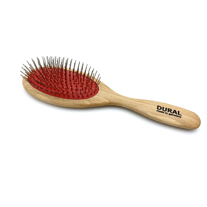 Dural Hair Brush For Styling & Care Rubber Cushion with Steel Pins without ball tips Beech Wood