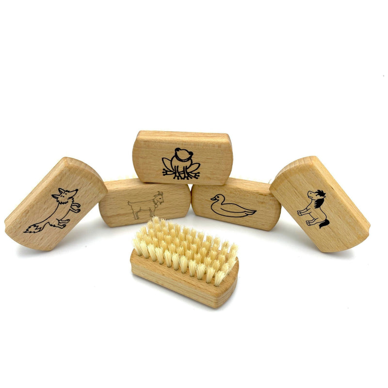 Dural Dural Nail Brush For Children Pure Natural Bristles Beech Wood (mixed designs) Nail Brush Dark Khaki