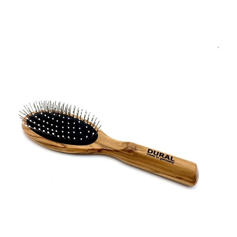 Dural Dural Hair Brush For Styling &  Care Rubber Cushion Metal Pins With Plastic Ball Tips Olive wood Hair Brush Sienna