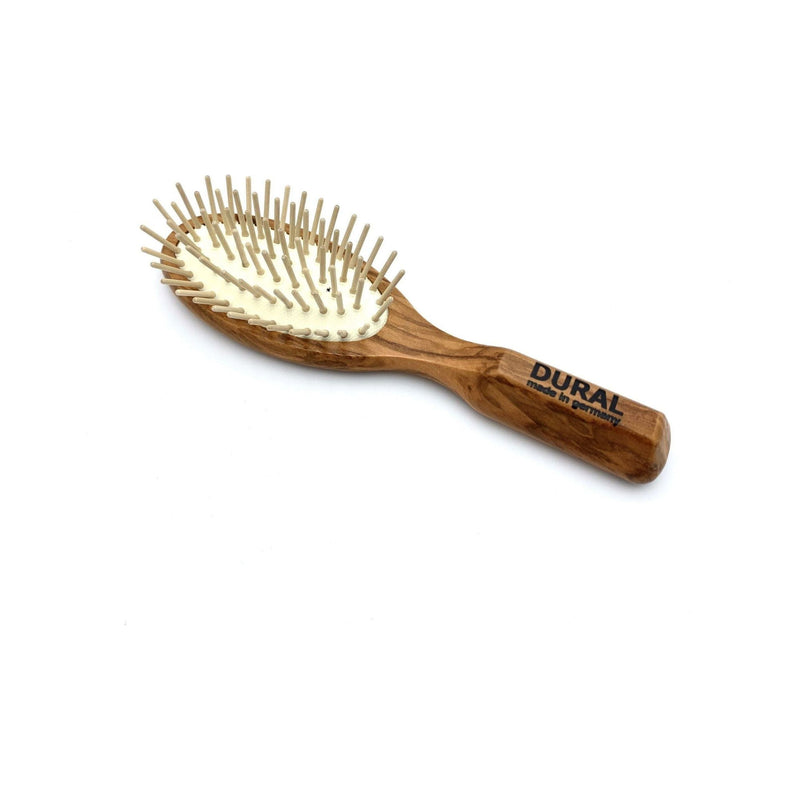 Dural Dural Hair Brush For Styling & Care Rubber Cushion With Wooden Pins Olive Wood Hair Brush Light Gray