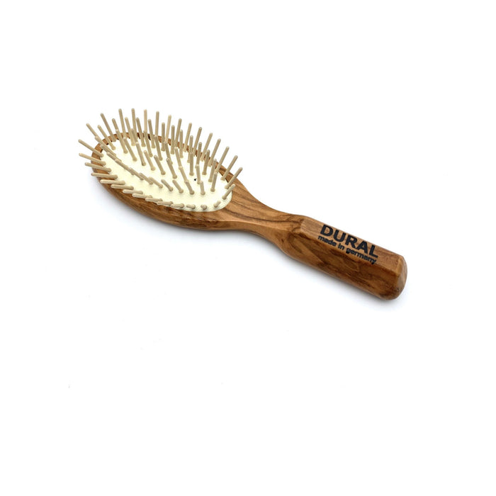 Dural Hair Brush For Styling & Care Rubber Cushion With Wooden Pins Olive Wood
