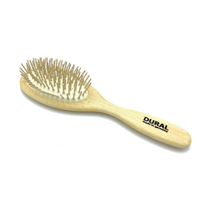 Dural Dural Hair Brush For Styling & Care Rubber Cushion with Wooden Pins Beech Wood Hair Brush Tan