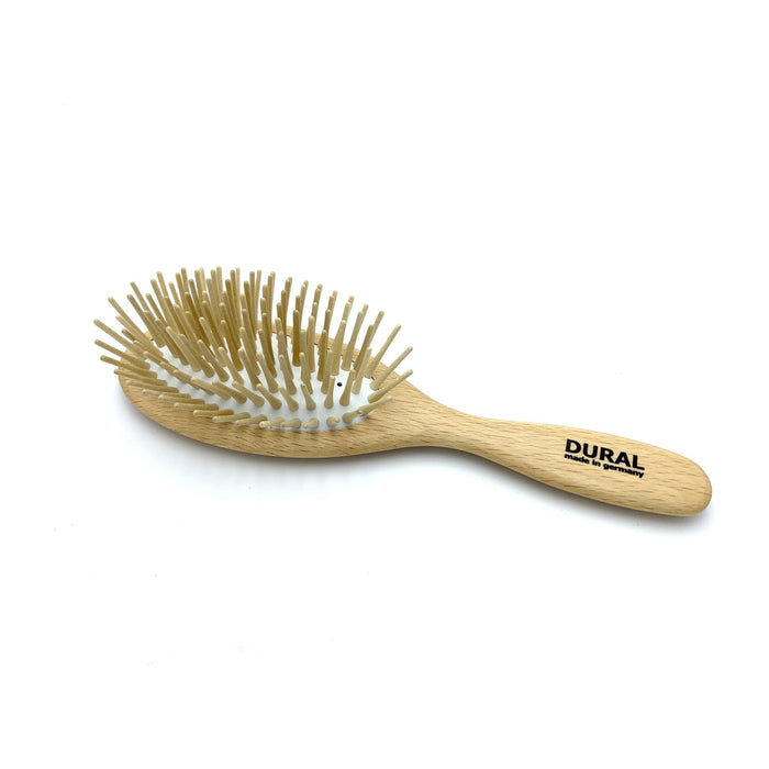 Dural Hair Brush For Styling & Care Rubber Cushion Long Wooden Pins Beech Wood
