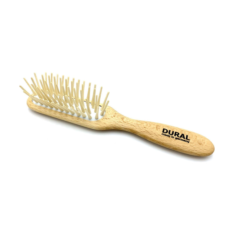 Dural Dural Hair Brush For Styling & Care Rubber Cushion Long Wooden Pins Beech Wood Hair Brush Tan