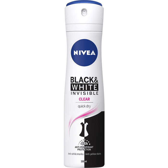 Nivea Invisible Black And White Clear Quick Dry Deodorant 150ml