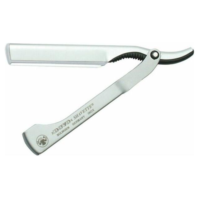Dovo Shavette Straight Razor Folding Knife, Silver Aluminum Handle DOV201087
