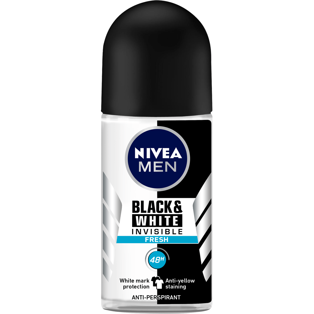 Nivea Men Black & White Fresh Invisible Roll On 50ml — Pasteur Pharmacy