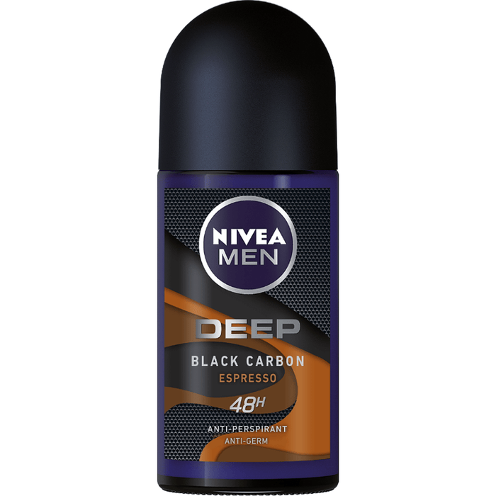 Nivea Deep Black Carbon Dark Wood Roll On Antiperspirant For Men 48 Hour 50 Ml