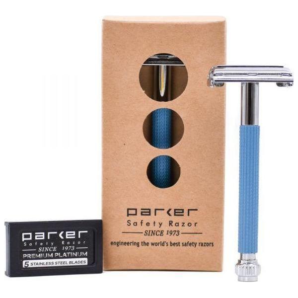 Parker Parker 29L Blue Long Handle Butterfly Open Safety Razor Safety Razor