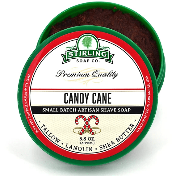 Stirling Soap Co. Candy Cane Shave Soap Jar 5.8 oz