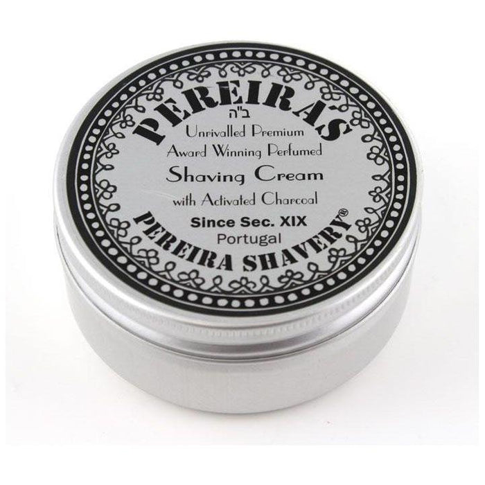 Pereira Shavery Activated Charcoal Aluminum Dish With Noble Oud Aromatherapy Shaving Soap 130g