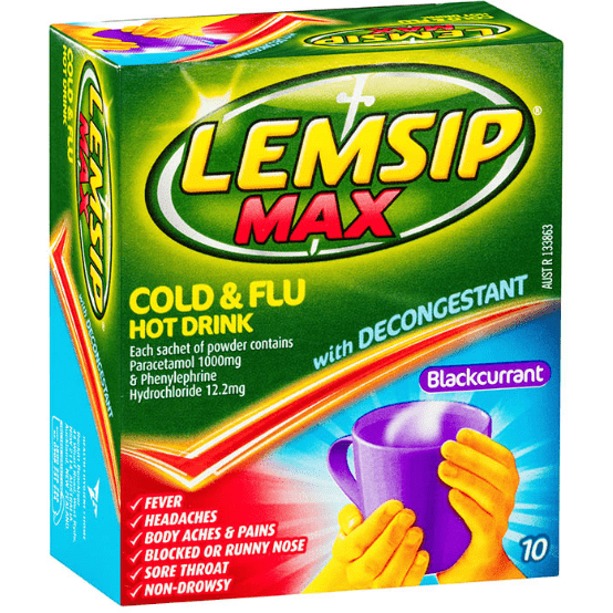 Lemsip Max Cold & Flu Blackcurrant 10pk