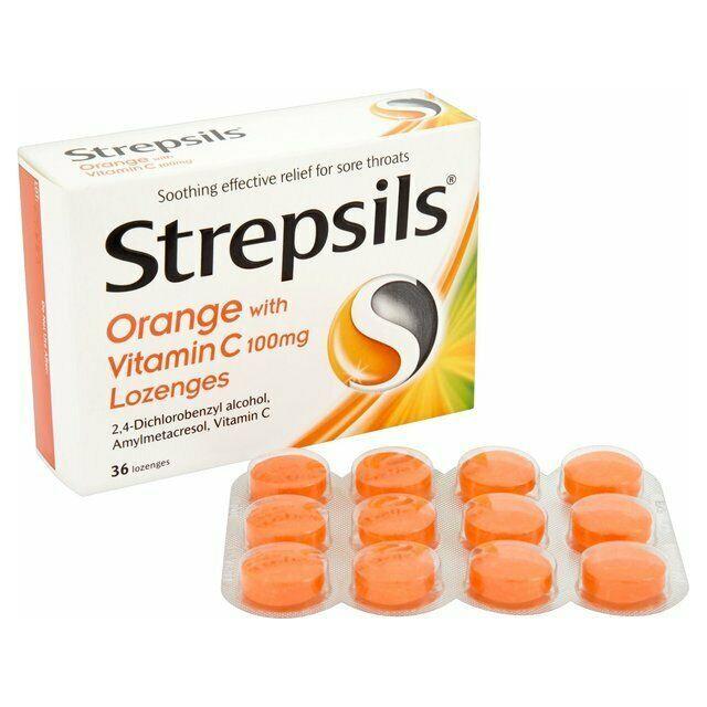 Strepsils Strepsils Orange with Vitamin C Lozenges, 36 Lozenges Cough & Cold Lozenges