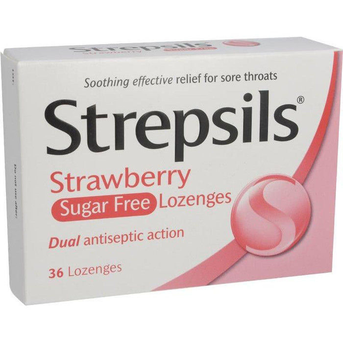 Strepsils Strawberry Sugar Free 36 Lozenges