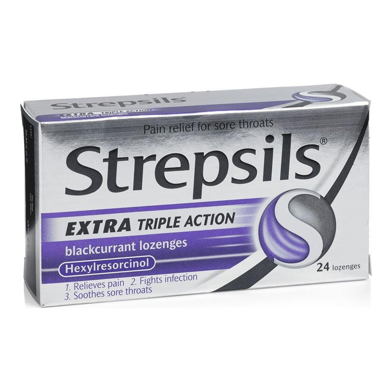 Strepsils Strepsils Extra Triple Action Blackcurrant 24 Lozenges Over-the-Counter Medication