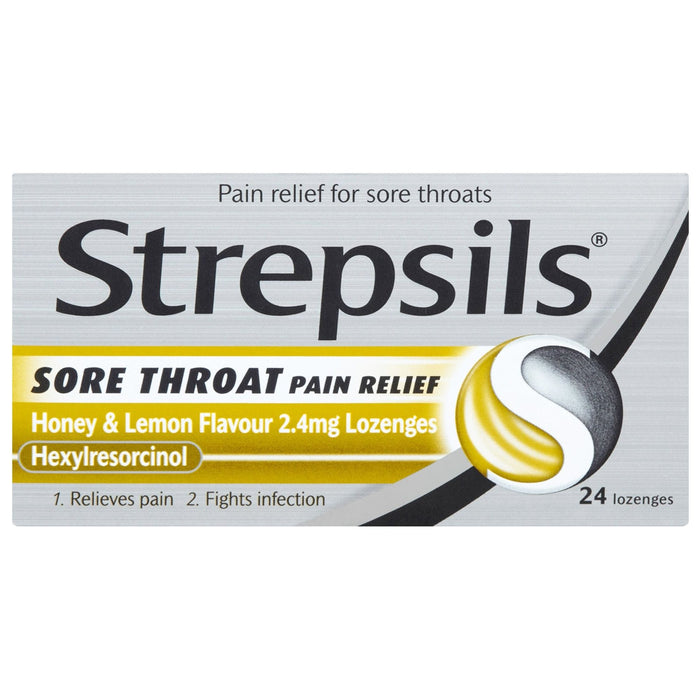 Strepsils Sore Throat Pain Relief Honey & Lemon Flavour 2.4mg Lozenges 24