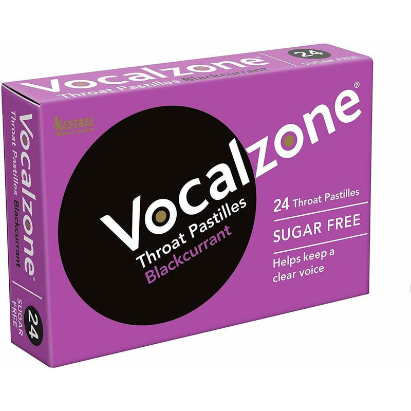 Vocalzone Vocalzone Throat Pastilles Blackcurrant Sugar Free 24 Pastilles Throat Pastilles