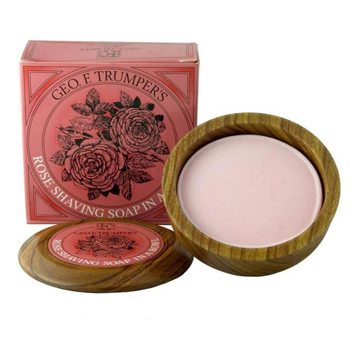 Geo. F. Trumper Rose Hard Shaving Soap Wooden Bowl 80g