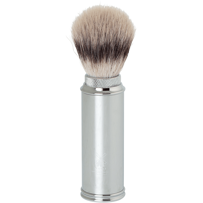 Edwin Jagger Synthetic Fibre Travel Shaving Brush Vented Nickel Case 21M529