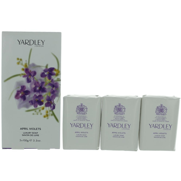 Yardley April Violets Luxury Bar Soap Set 3 x 3.5oz