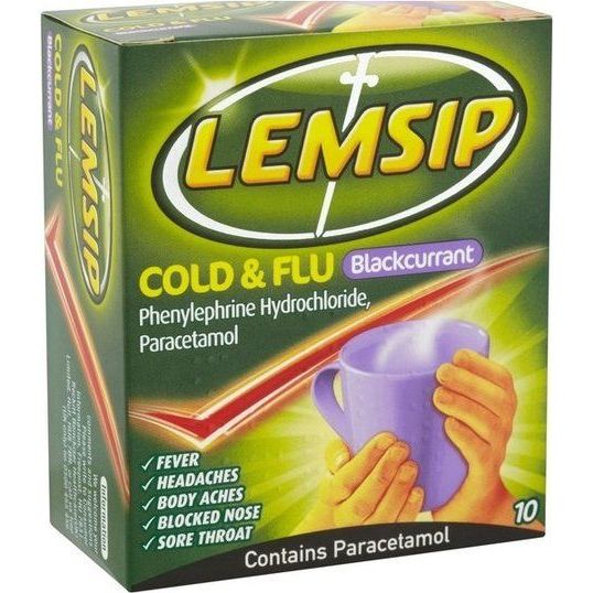 Lemsip Cold & Flu Blackcurrant 10pk