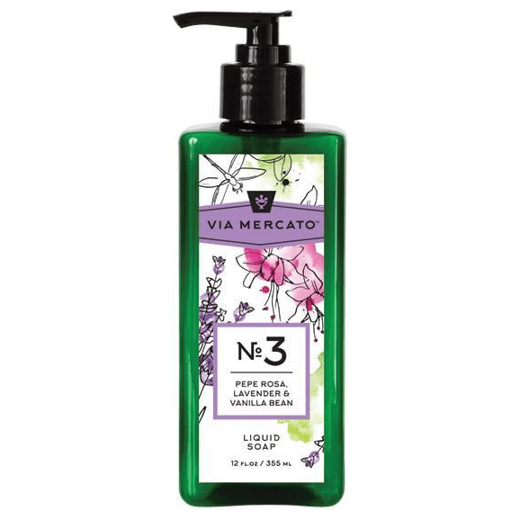 Via Mercato Via Mercato Nro. 3 Liquid Soap (Pepe Rosa, Lavender & Vanilla Bean) 12oz Liquid Soap