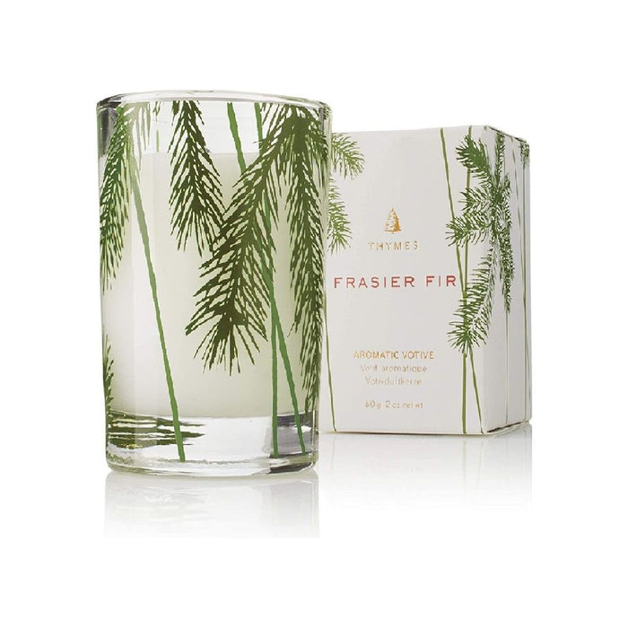 Thymes Frasier Fir Aromatic Votive Candle Scented Glass Jar