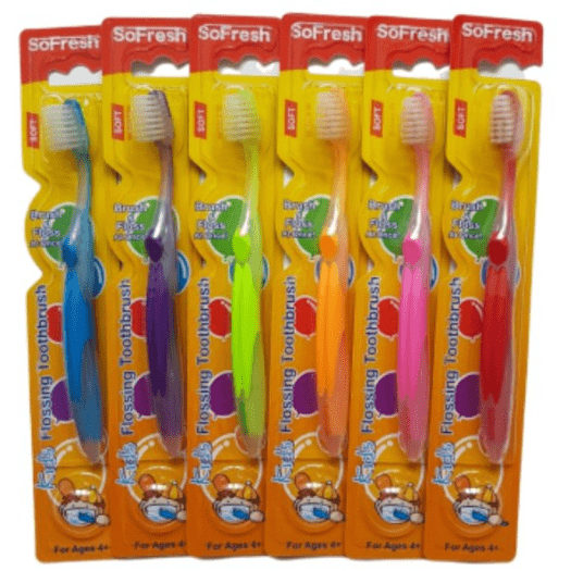 SoFresh Kids Flossing Toothbrush Ages 4+ Assorted colors