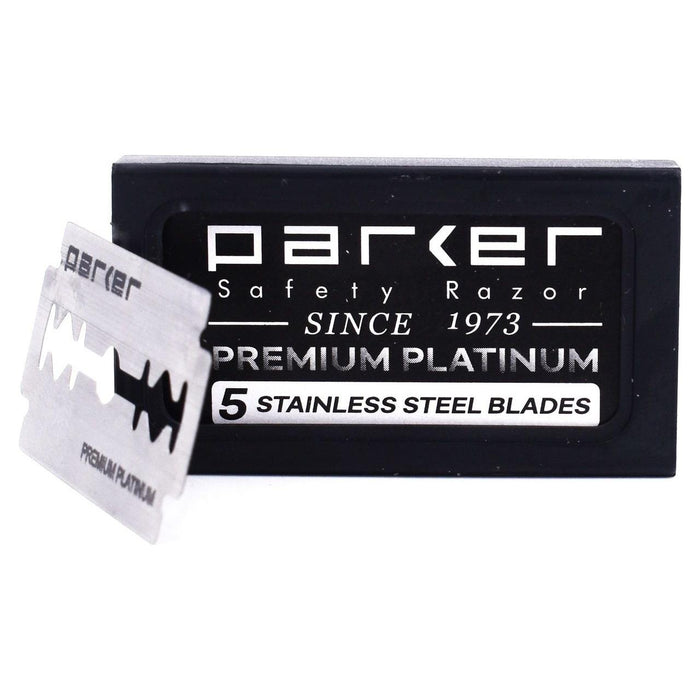 Parker Premium Platinum Coated Stainless Double Edge Safety Razor Blade 5 Blades
