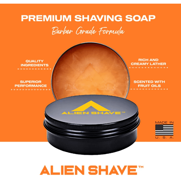 Alien Shave Tin Solar Orange Premium Shaving Soap 4.25 Oz