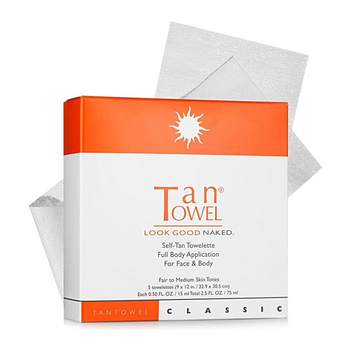 Tan Towel Classic Self-Tan Towelette, Fair to Medium Skin Tones 5 pack
