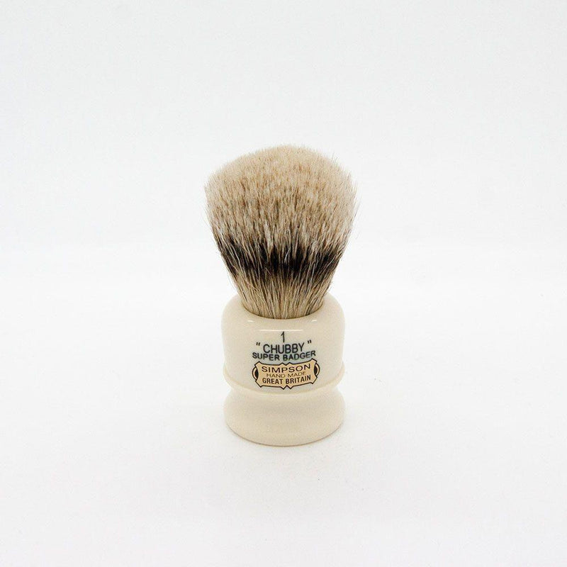 Simpsons Simpsons Chubby 1 Super Badger Hair Shaving Brush With Imitation Ivory Handle Shaving Brush White Smoke