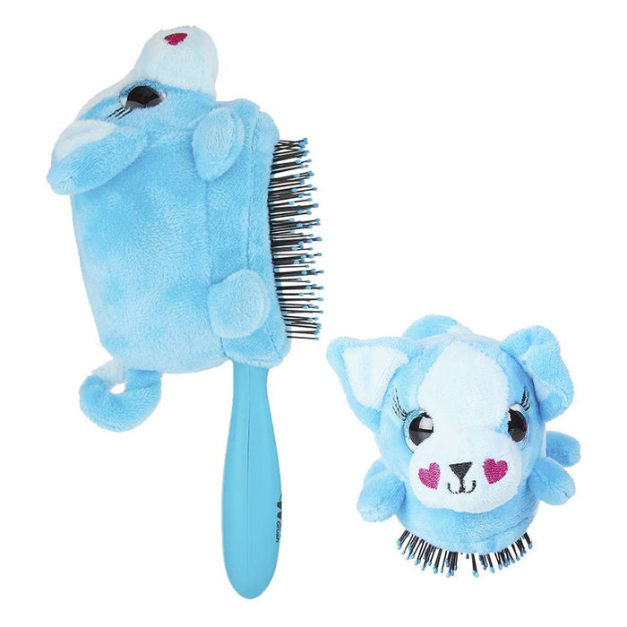 Wet Brush Detangler Plush Puppy Hair Brush Blue