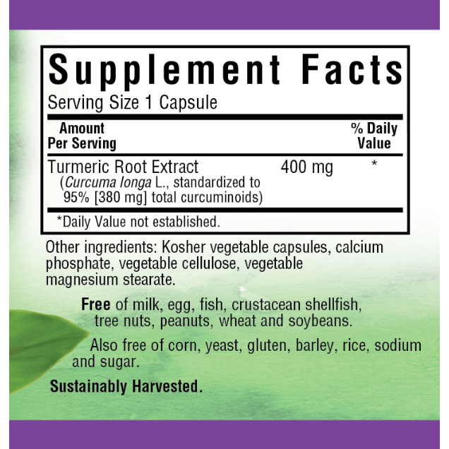Bluebonnet Bluebonnet Standardized Turmeric Root Extract 120 Vegetable Capsules Vitamin Supplement