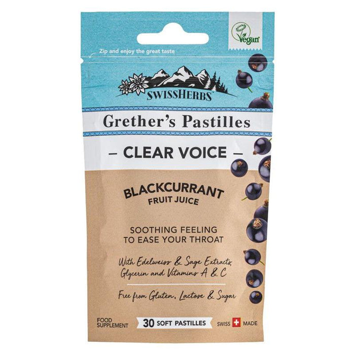 Grether's Pastilles Clear Voice Blackcurrant 30 soft pastilles bag
