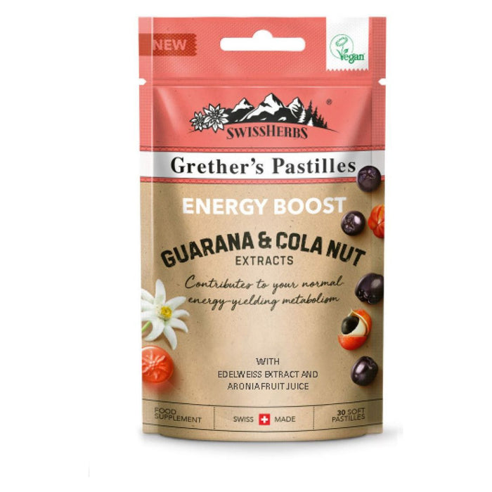 Grether's Pastilles Energy Boost Guarana & Cola Nut 30 soft pastilles bag