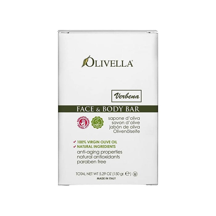Olivella Virgin Olive Oil Face And Body Bar Soap, Verbena 5.29 Oz